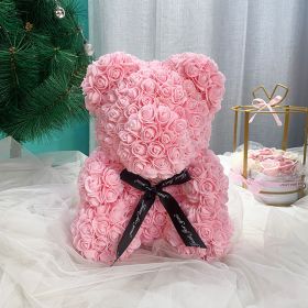 Gifts for Women - Rose Bear - Rose Flower Bear Hand Made (Color: Pink)