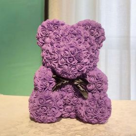 Gifts for Women - Rose Bear - Rose Flower Bear Hand Made (Color: Purple)