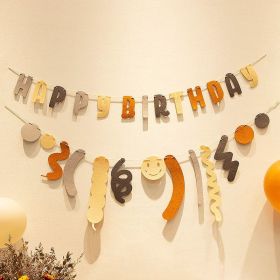 Korean Style Macaron Alphabet Happy Birthday Banner (Color: Retro color)