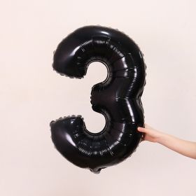 1PCS 32inch Black Number Foil Balloons Decorations (Variation: Black-3)