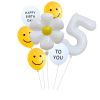 7pcs White Number Balloons Daisy Birthday Smile Face