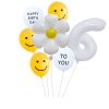 7pcs White Number Balloons Daisy Birthday Smile Face