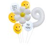 7pcs White Number Balloons Daisy Birthday Smile Face