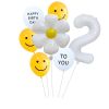 7pcs White Number Balloons Daisy Birthday Smile Face