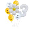 7pcs White Number Balloons Daisy Birthday Smile Face