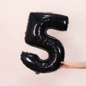 1PCS 32inch Black Number Foil Balloons Decorations (Variation: Black-5)