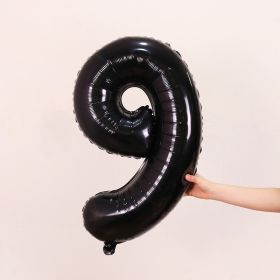 1PCS 32inch Black Number Foil Balloons Decorations (Variation: Black-9)