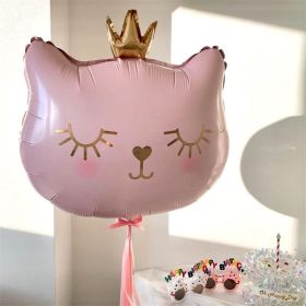 Big Cat Head Balloon Foil Balloons Cute Cat Decoration Kids Event Party Supplie (Color: Pink)
