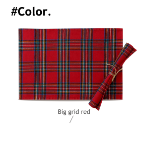 New Year Christmas Series Cloth Plaid Table Flag (Color: Large Plaid Red, size: 40x220 cm)