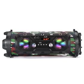 Bluetooth Speaker A28 Stereo Bass Subwoofer Karaoke (Ships From: China, Color: Camouflage)
