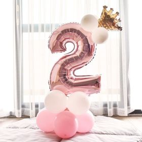 Aluminium Foil Number Balloons 0-9 Birthday party (number: pink&white 2)