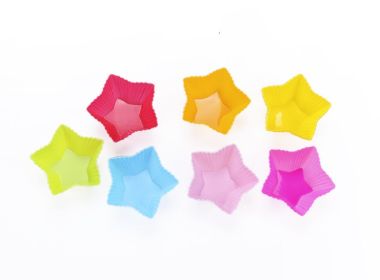 Colorful Shaped Nonstick Silicone Cupcake Molds (Design: Star)