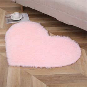 Plush Heart Shape Rug (Color: Pink, size: 27.56*31.5inch)