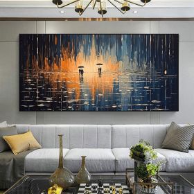 Hand Painted Oil Painting Abstract Rain Scenery on Canvas Couple Painting (Style: 01, size: 100x150)