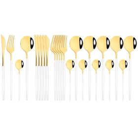 Commercial & Household 24Pcs Dinnerware Set (Type: Flatware Set, Color: White Gold)