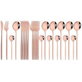 Household 24Pcs Dinnerware Set Stainless Steel Tableware (Type: Flatware Set, Color: Rose Gold)
