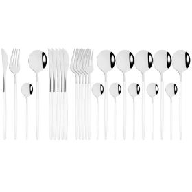 Household 24Pcs Dinnerware Set Stainless Steel Tableware (Type: Flatware Set, Color: White Silver)