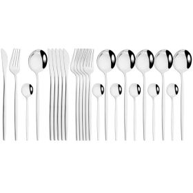 Household 24Pcs Dinnerware Set Stainless Steel Tableware (Type: Flatware Set, Color: Silver)