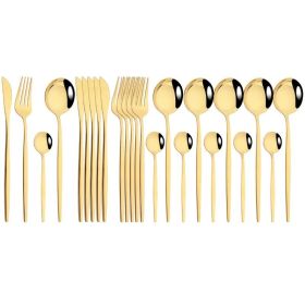 Household 24Pcs Dinnerware Set Stainless Steel Tableware (Type: Flatware Set, Color: Gold)