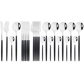 Household 24Pcs Dinnerware Set Stainless Steel Tableware (Type: Flatware Set, Color: Black & Silver)