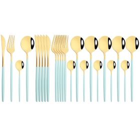 Household 24Pcs Dinnerware Set Stainless Steel Tableware (Type: Flatware Set, Color: Mint Gold)