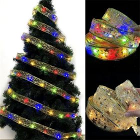 LED Ribbon Christmas Tree Lights Xmas Tree Top (Color: 5cm gold ribbon)