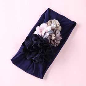 Newborn Baby Girl Nylon Headbands for Infant Toddler Kids (Color: Navy Blue)