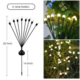 Solar Powered Lights; Yellow Lights Christmas Party Outdoor Garden Yard Pathway (Color: Warm Light, size: 8 Lamp Heads)