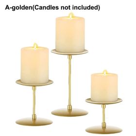 3Pcs Metal Candle Holders Table Centerpieces Wedding Part Decor (Ships From: CN, Color: A-golden)