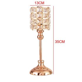 Luxury Crystal Metal Candle Holders Flowers for Wedding Party Decor (Ships From: China, Color: Large)