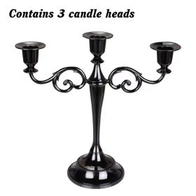 3/5-Arm Metal Plated Candle Holders, Party, Wedding Centerpiece (Ships From: CN, Color: black-three)