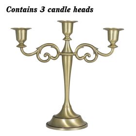 3/5-Arm Metal Plated Candle Holders, Party, Wedding Centerpiece (Ships From: CN, Color: bronze-three)