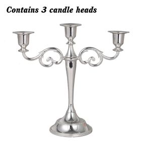 3/5-Arm Metal Plated Candle Holders, Party, Wedding Centerpiece (Ships From: CN, Color: silver-three)