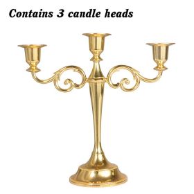 3/5-Arm Metal Plated Candle Holders, Party, Wedding Centerpiece (Ships From: CN, Color: golden-three)