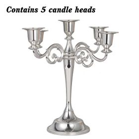 3/5-Arm Metal Plated Candle Holders, Party, Wedding Centerpiece (Ships From: CN, Color: silver-five)