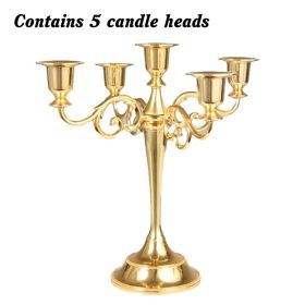 3/5-Arm Metal Plated Candle Holders, Party, Wedding Centerpiece (Ships From: CN, Color: golden--five)