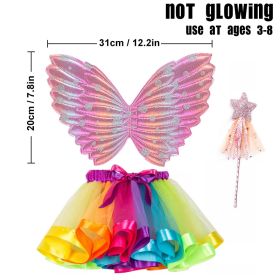 Luminous Butterfly Wings Skirt Set LED Light Butterfly Wings (Ships From: CN, Color: Pink - 3pcs)