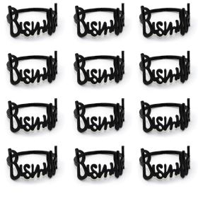 6/12Pcs Alloy Letters Napkin Rings Fashion Blessing Bismilah (Ships From: CN, Color: 12Pcs black)