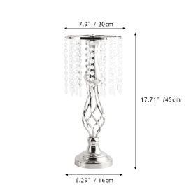 Luxury Metal Candle Holders with Crystal Flowers Vase Centerpieces Wedding (Ships From: CN, Color: Silver-M)