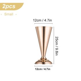 Wedding Metal Candle Holders Flowers Vase Candlestick (Ships From: CN, Color: 2Pcs-Small)