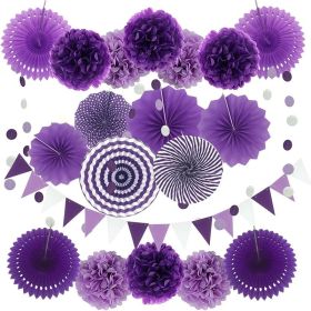 Fans Decor Hanging Paper Garland Wedding Birthday Halloween Baby Shower Decor (Ships From: China, Color: Purple)