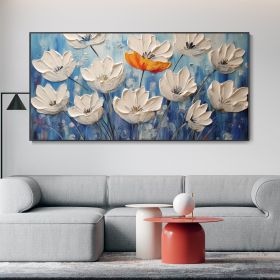 Handmade Oil Painting On Canvas Blooming White Flower (Style: 01, size: 120x240cm)