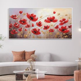 Hand Painted Abstract Red Flower Oil Painting Blooming Flower (Style: 01, size: 70x140cm)