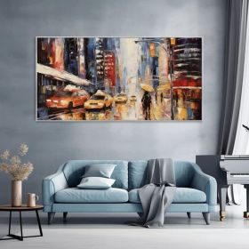 Vintage Urban Streetscape Art Hand-Painted Canvas Oil Painting (Style: 01, size: 40x80cm)