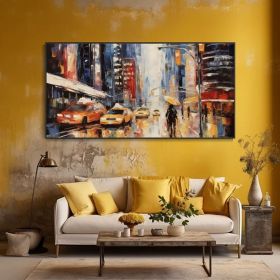 Vintage Urban Streetscape Art Hand-Painted Canvas Oil Painting (Style: 01, size: 120x240cm)