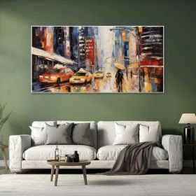 Vintage Urban Streetscape Art Hand-Painted Canvas Oil Painting (Style: 01, size: 140x280cm)