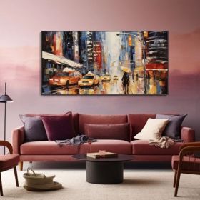 Vintage Urban Streetscape Art Hand-Painted Canvas Oil Painting (Style: 01, size: 60x120cm)