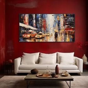 Vintage Urban Streetscape Art Hand-Painted Canvas Oil Painting (Style: 01, size: 70x140cm)