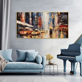 Vintage Urban Streetscape Art Hand-Painted Canvas Oil Painting (Style: 01, size: 80x160cm)