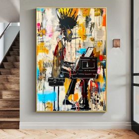 Jazz Musician Contemporary Graffiti Figure Wall Art (Style: 01, size: 90x130cm)